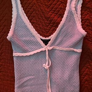 Forever 21 Blue Knit Tank with White Trim